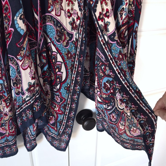 Bila Boho Handkerchief Hem Maxi Skirt XXL Navy Paisley Hippie Artsy Festival - Picture 7 of 12